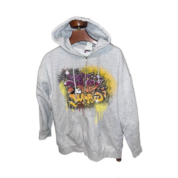 Walt Disney World Graffiti XL Zip Up Sweatshirt Mickey Spray Paint - Picture 1 of 5